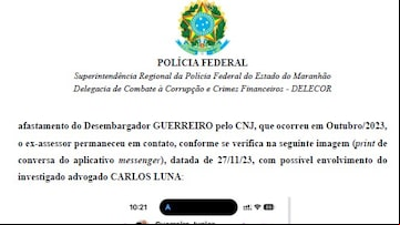 Conversa entre Lúcio Fernando Penha Ferreira e desembargador Guerreiro Júnior após afastamento do magistrado. Foto: Reprodução